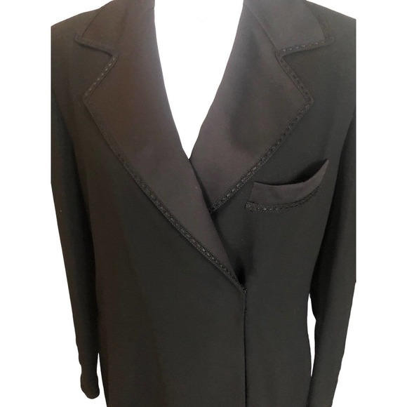 Vintage‎ St John Griffith Gray Black Wool Pocket Blazer Jacket Longline 8 NWT - Picture 1 of 15